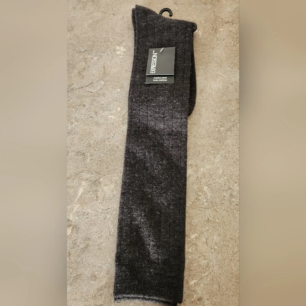 Women's Knee High Merino Wool Socks, Charcoal Gray - Expression, NWT - Picture 2 of 4
